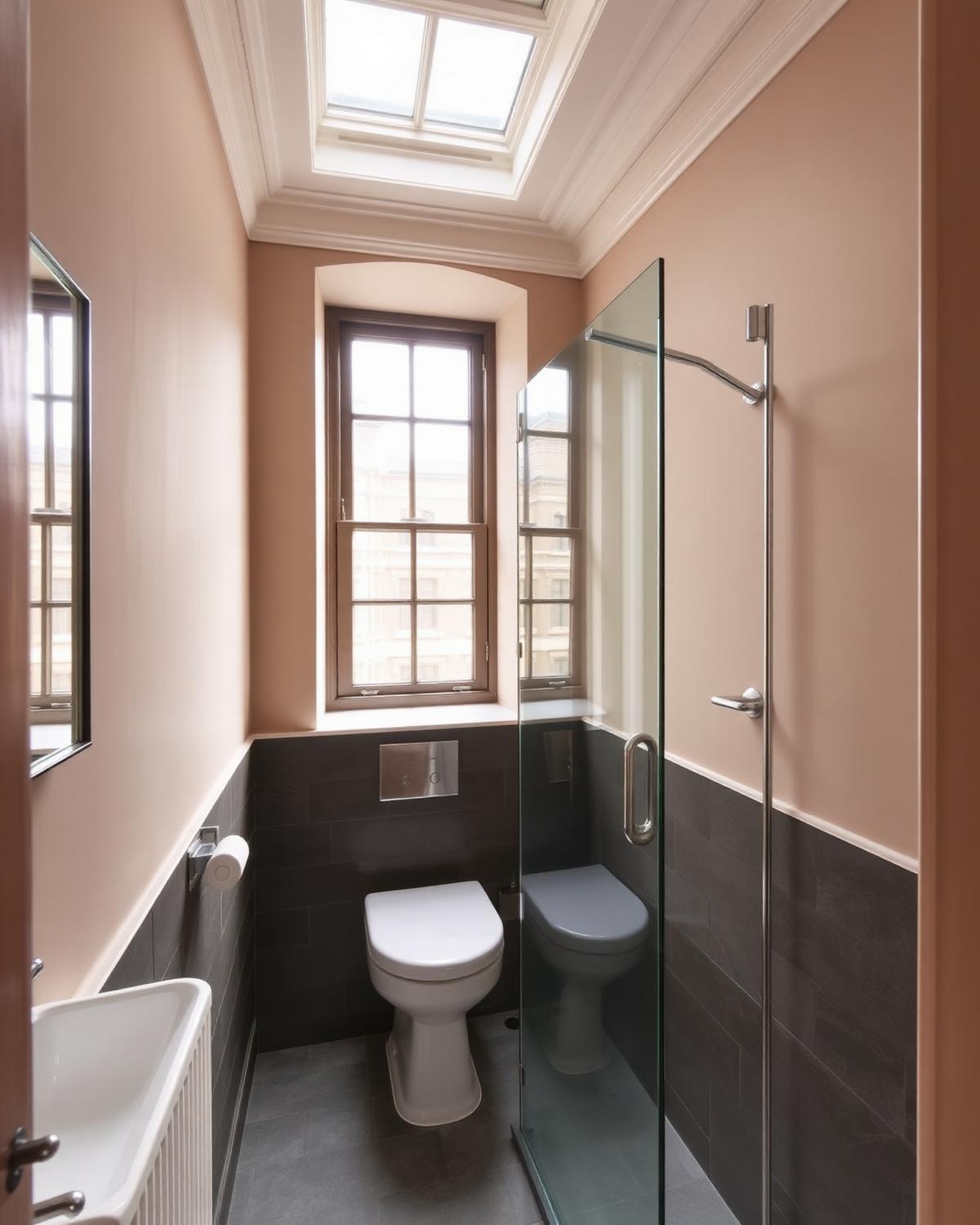Tenement flat wet room with period sash window